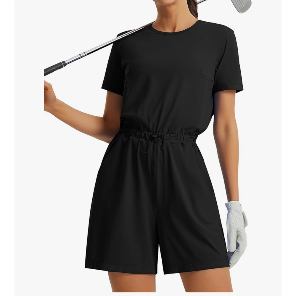 Libin Women's Golf Romper Dress Athletic‎ Workout One Piece Black XL